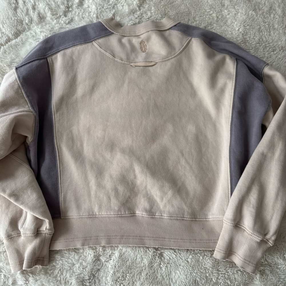 FP Movement Intercept Colorblock Pullover Sweatshirt in Blue/Cream - Picture 3 of 5